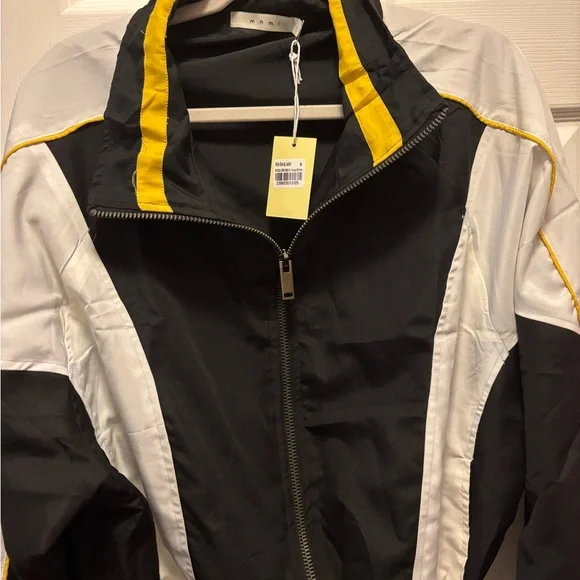 MNML Moto Racing Jacket for Men’s in Black & White w Yellow Trim Size Small BNWT - Picture 4 of 11